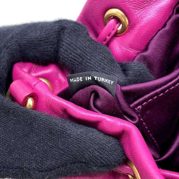 Miu Miu Shoulder Bag Matelassé Drawstring Leather Pink - Picture 9 of 10